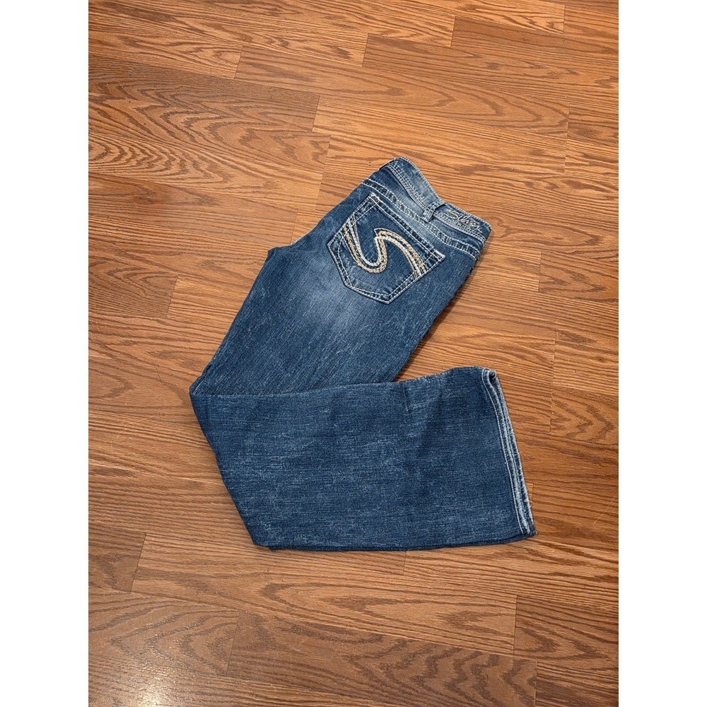 Silver Jeans Tuesday 20 Flare Womens W32 L31 Med Wash Distressed Low‎ Rise Denim